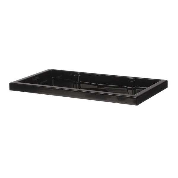 A black rectangular plastic drip tray with a handle.