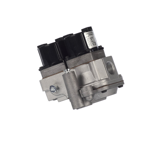 A close-up of a grey and black Giles 45108 Solenoid valve.