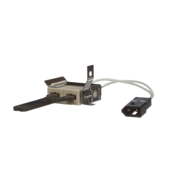 An Alliance Laundry igniter and bracket package with a black electrical device and wire.