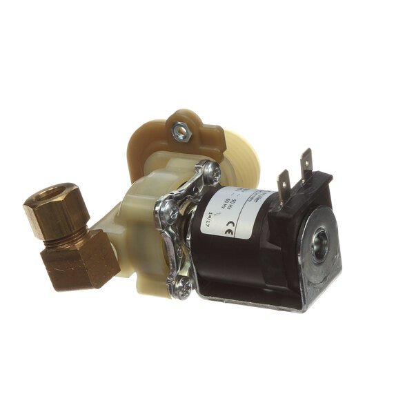 A Blodgett R8846 solenoid valve with brass and plastic parts.