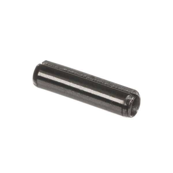 A black metal Hobart roll pin with a small hole in it.