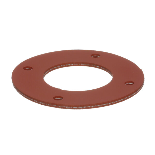 A brown rubber gasket with holes on a white background.