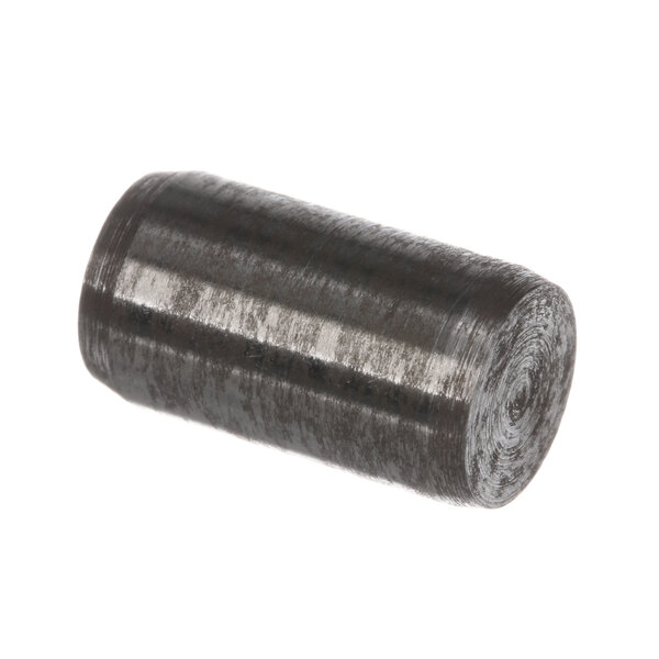 A black metal cylindrical dowel with a small hole in it.