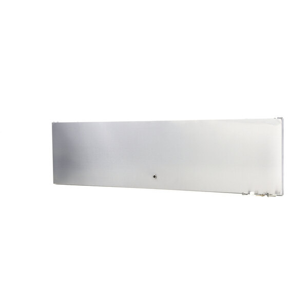A white rectangular lid with a screw in it.