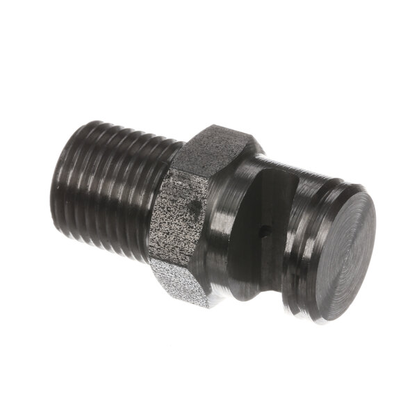 A black metal Blodgett nozzle elbow with a threaded pipe fitting and nut.