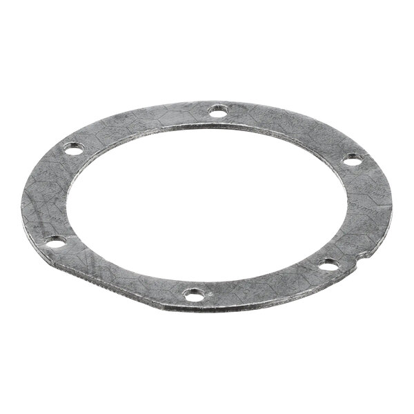 A Cleveland gasket for a hot air burner chamber with holes in a metal circle.