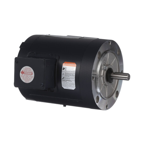 A black electric motor with a round metal disc.