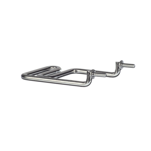 A pair of stainless steel hooks.