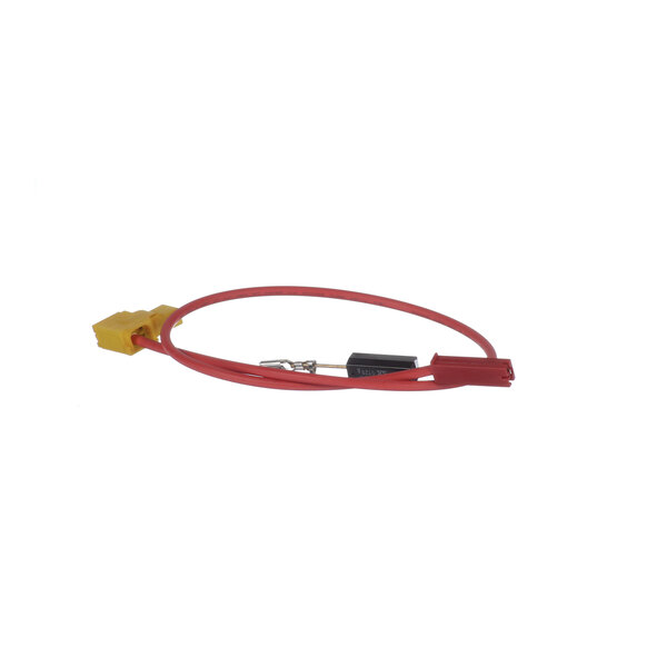 A red cable with a yellow connector attached to a Panasonic diode.