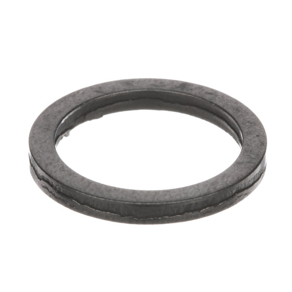 A close-up of a black rubber Berkel spacer ring with a hole in the center.