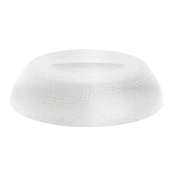 A white plastic container with a white speckled surface.