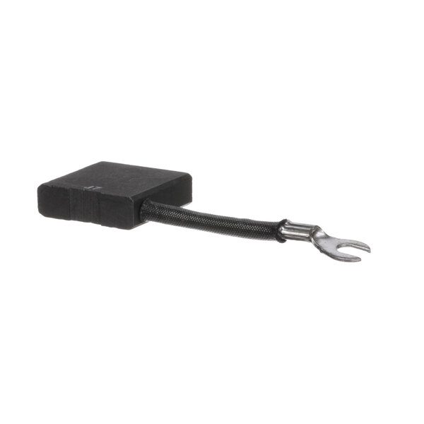 A black cable with a metal hook on the end.