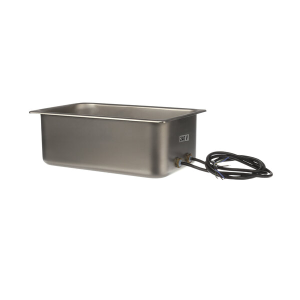 A stainless steel Federal Industries condensate pan with wires.