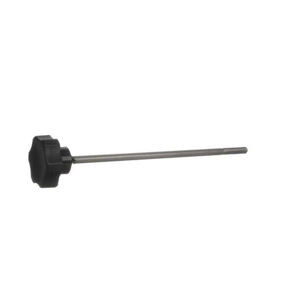 A long black plastic rod with a black and silver metal knob on the end.