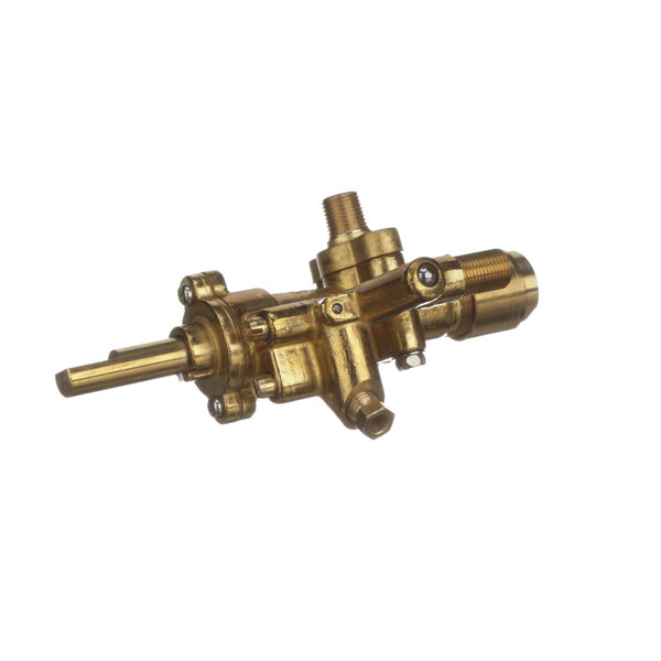 A brass Jade Range valve with a brass handle.
