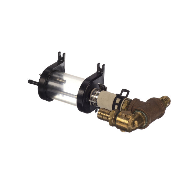 A Cleveland S106227 descaler probe with brass fittings and a clear tube.