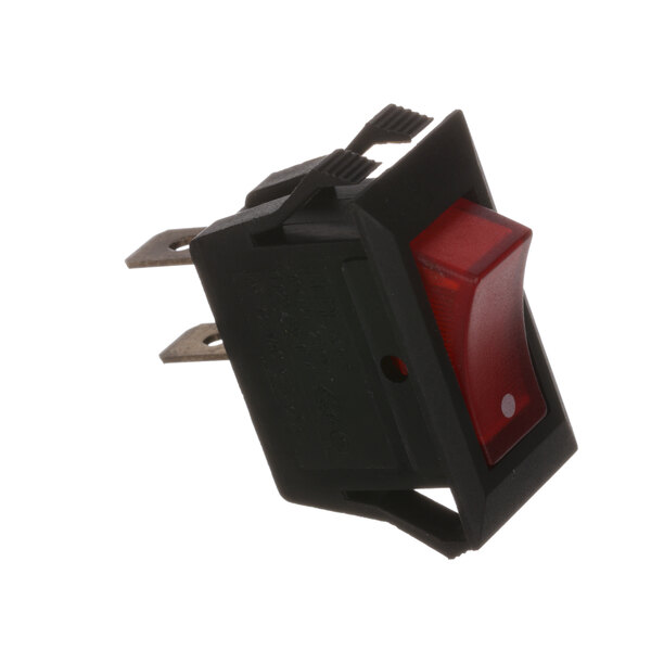 A black and red Vollrath rocker switch.