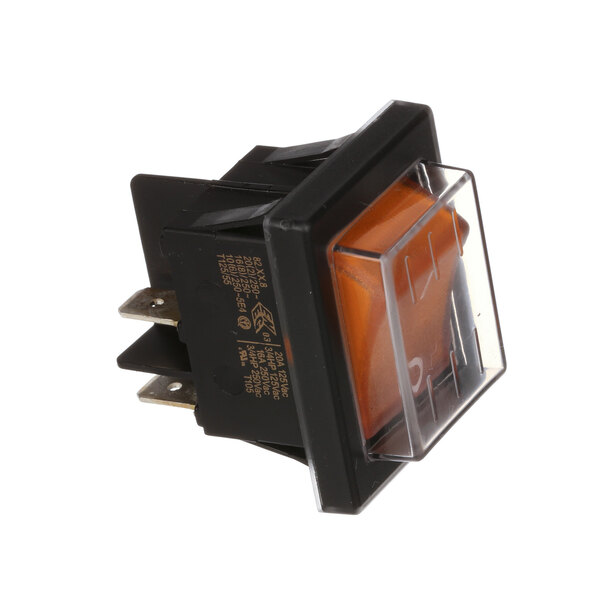An H&K International on/off switch with black and orange plastic.