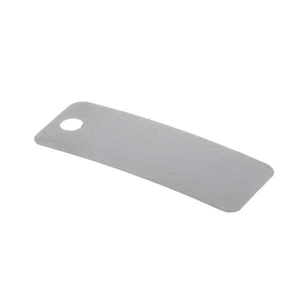 A white rectangular metal plate with a hole.
