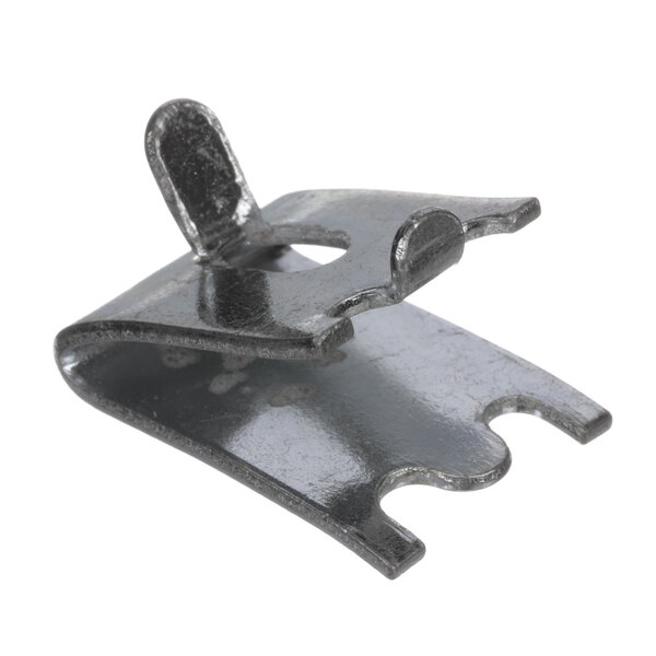 A close-up of a Foster Refrigerator metal shelf clip on a white background.