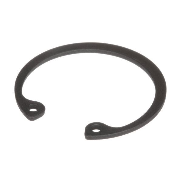 A black circular Hobart retaining ring with two holes.