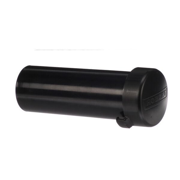 A black cylinder with a metal cap and a black handle.