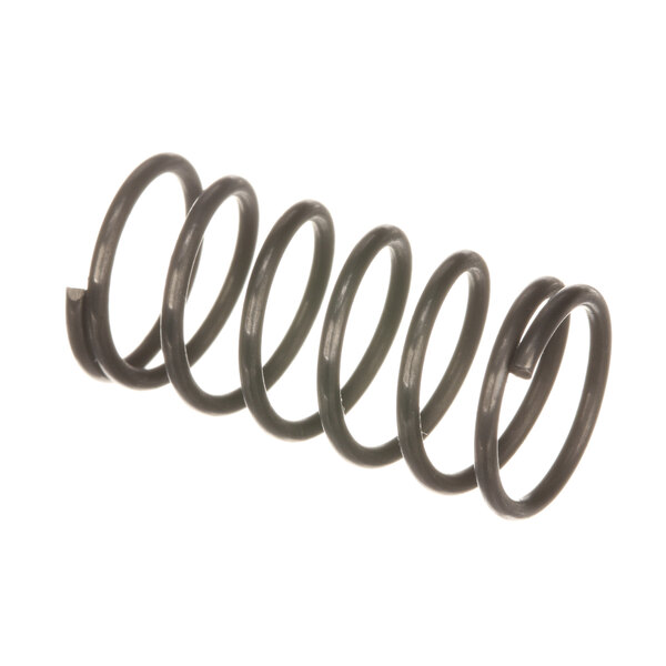 A black coil spring on a white background.
