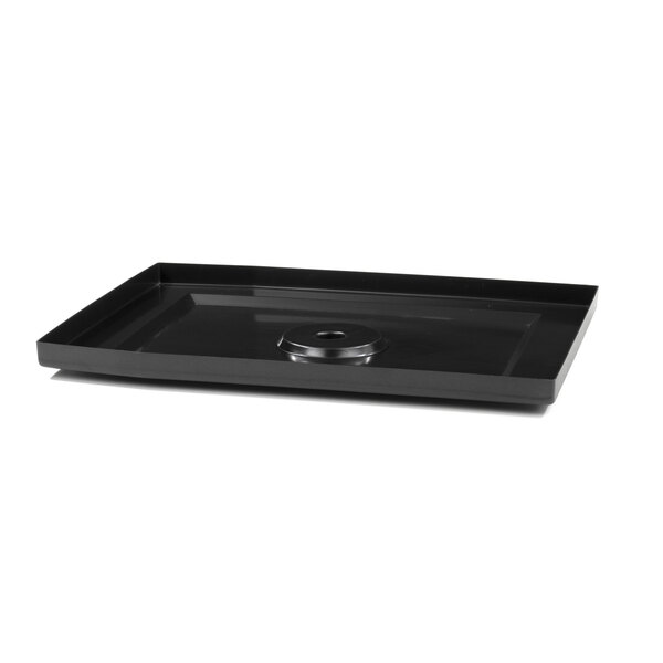 A black rectangular lid with a handle on it.