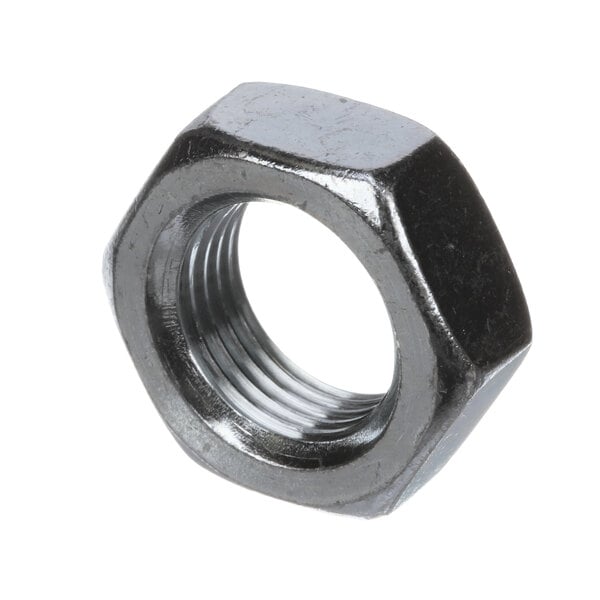 A close-up of a Hobart 5/8-18 hex jam nut on a white background.