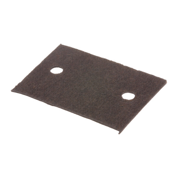 A brown felt insulator with two holes.