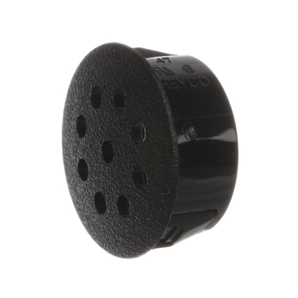 A black plastic Hobart plug with holes.