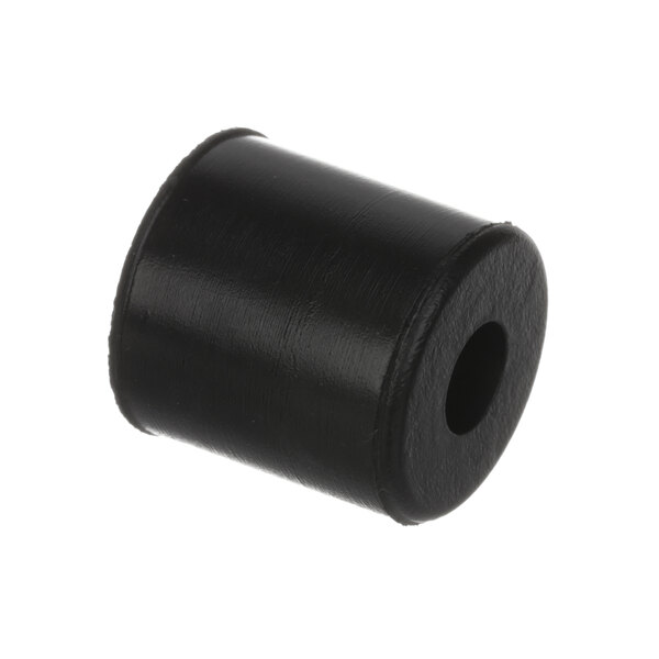 A black cylinder with a hole on a white background.