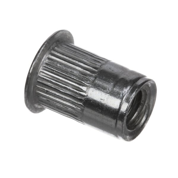 A close-up of a Hobart 1/4-20 threaded metal nut.