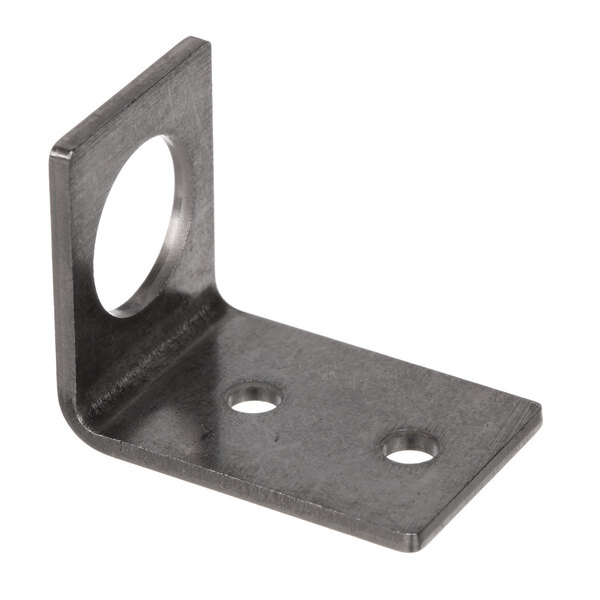A black steel Hobart switch rod bracket with holes on the side.