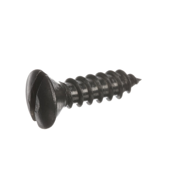 A close-up of a black Hobart screw with a round head.