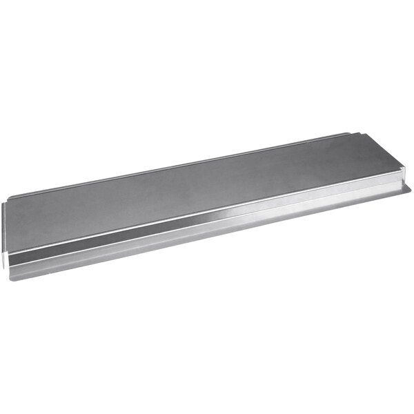 A Delfield stainless steel bottom shelf for prep tables.