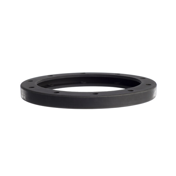 A black rubber isolating ring with a hole in it.