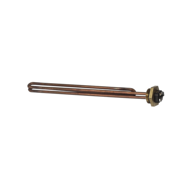 A copper pipe with a nut on a Hubbell Element for a booster heater.