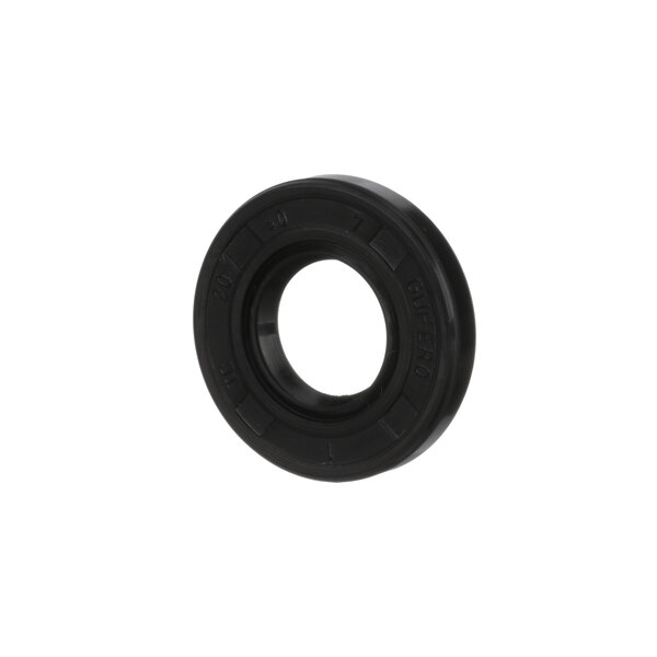 A black round rubber seal with a hole in the middle on a white background.