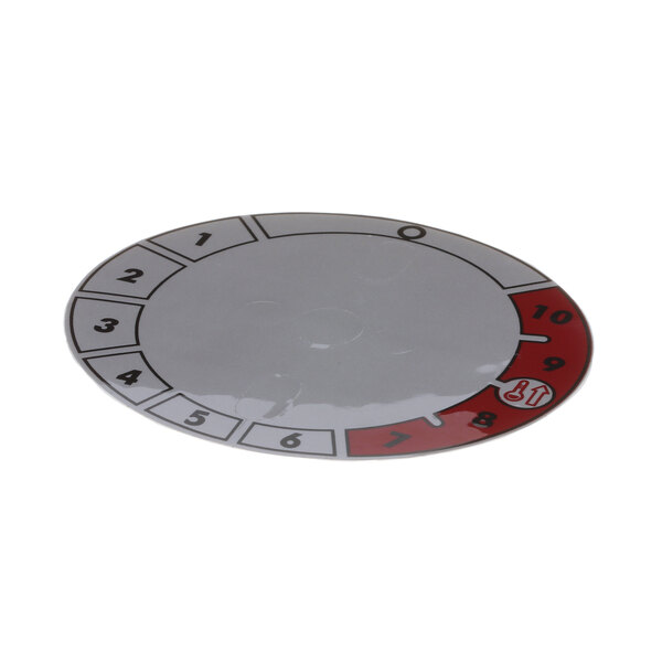 A white and red circular panel overlay with numbers for an Alto-Shaam food warmer.