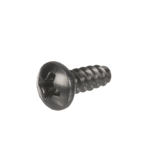 A close-up of a black Hobart self-tapping screw.