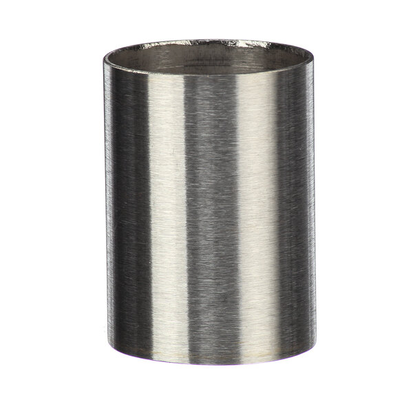 A silver metal cylinder with a white background.