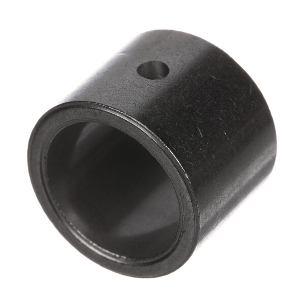 A black rubber Berkel bushing with holes in a metal cylinder.