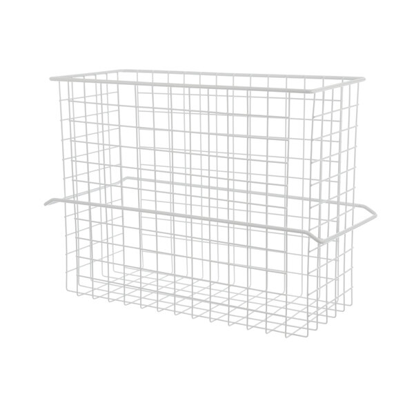 A white wire basket for a Kelvinator freezer with a white handle.
