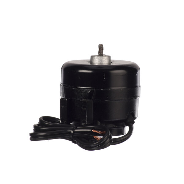 A black Habco C021891 condenser motor with wires attached.