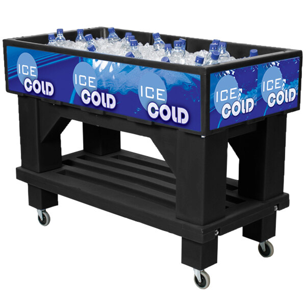 Black Texas Icer 710 Insulated Ice Bin / Merchandiser with Shelf and