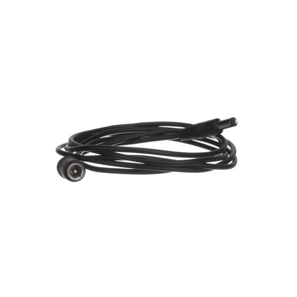 A black cable with a round white connector.