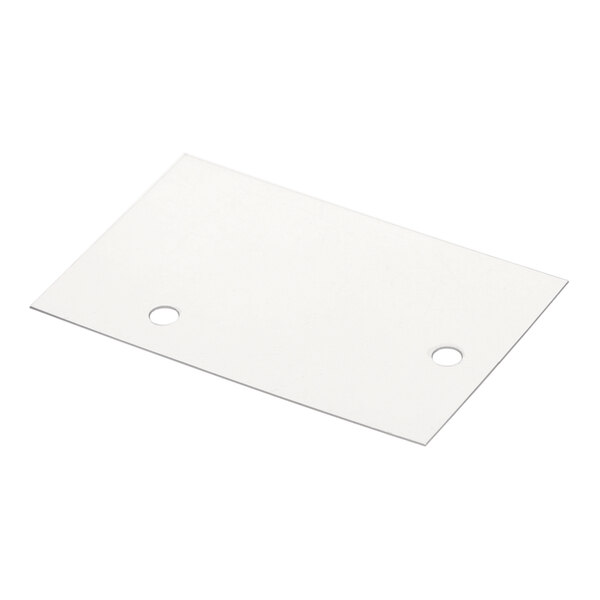 A white rectangular plastic insulator with holes.
