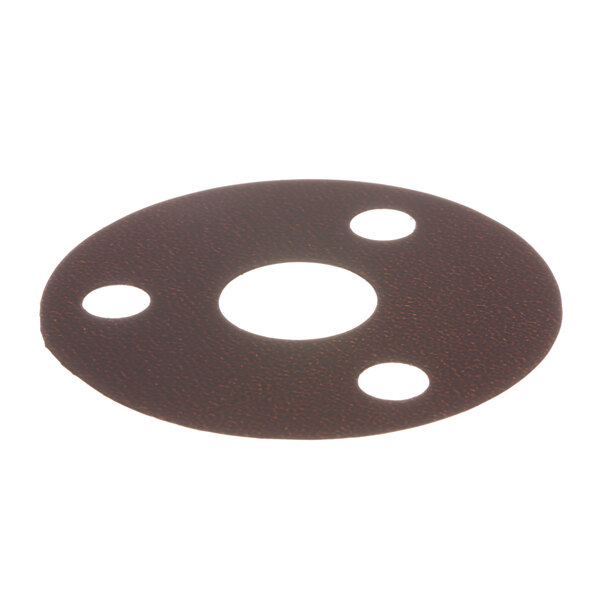 A brown circle with holes.