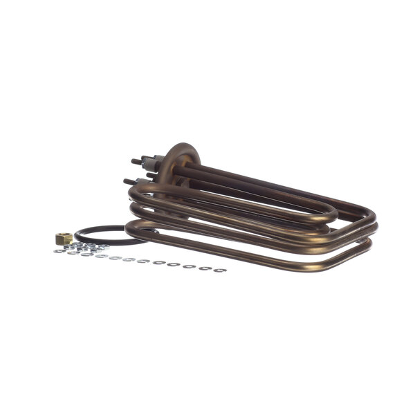 A Hobart 00-893120-00001 heating element with a metal rod and a wire.